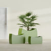 Seoul Extra Large Curved Abstract Fiberglass Planter - 48 in x 20 in x 36 in - Satin Green - Satin Green,48 in x 20 in x 36 in