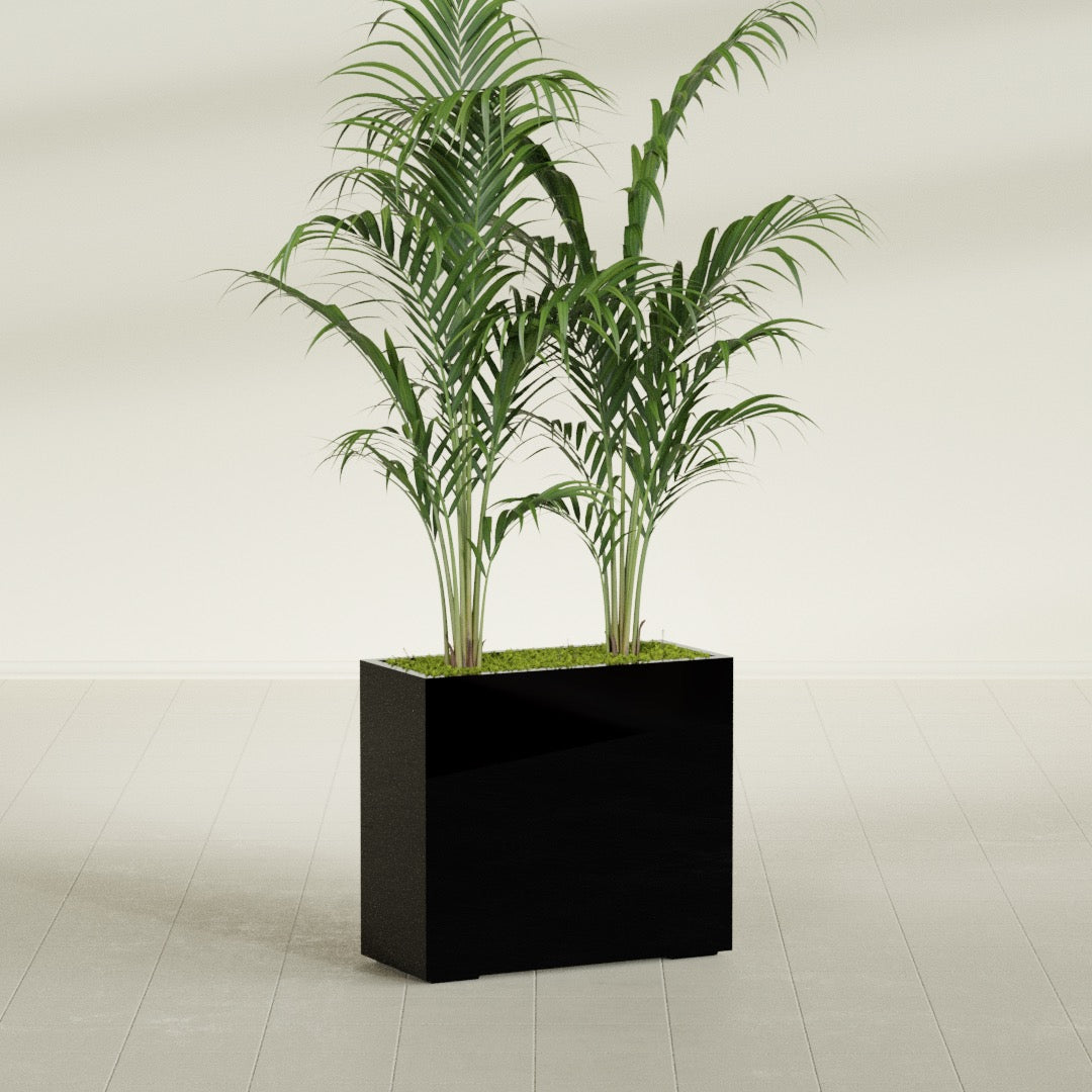 Potsdam Large Rectangle Fiberglass Planter - 36 in x 16 in x 32 in - Gloss Black - Gloss Black,36 in x 16 in x 32 in