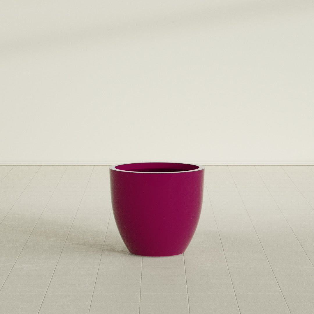 Wannsee Medium Round Fiberglass Planter - 27 in x 27 in x 24 in - Gloss Eggplant - Gloss Eggplant,27 in x 27 in x 24 in