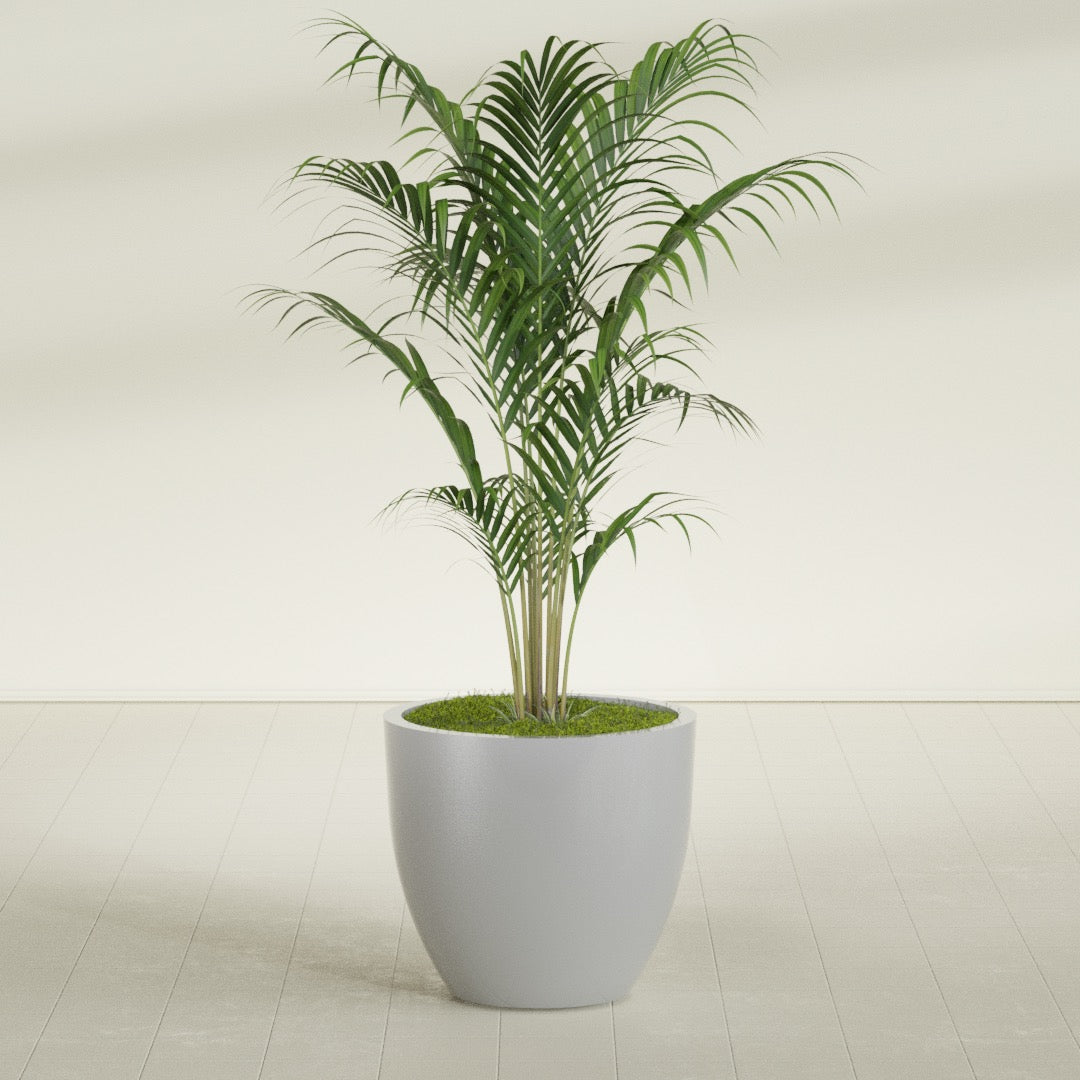 Wannsee Large Round Fiberglass Planter - 33 in x 33 in x 29 in - Metallic Silver - Metallic Silver,33 in x 33 in x 29 in
