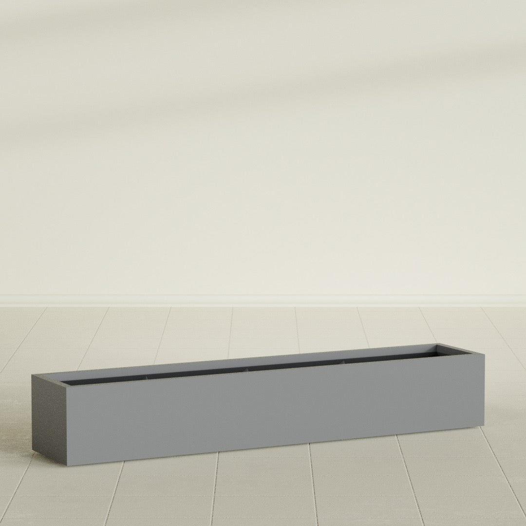 Cuba Extra Large Long Rectangle Fiberglass Planter - 72 in x 14 in x 12 in - Metallic Gunmetal - Metallic Gunmetal,72 in x 14 in x 12 in