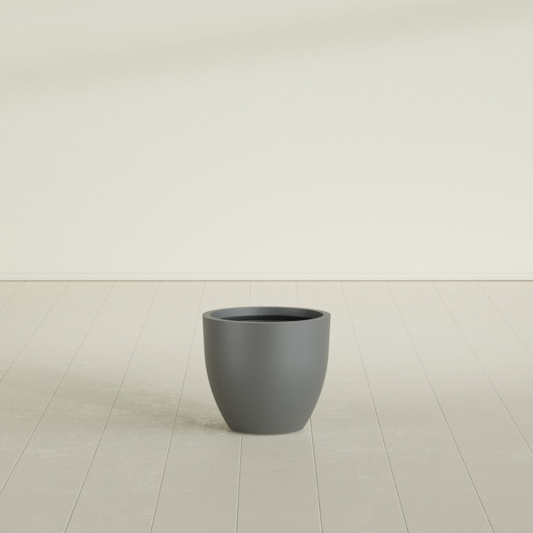 Wannsee Medium Round Fiberglass Planter - 22 in x 22 in x 19 in - Metallic Gunmetal - Metallic Gunmetal,22 in x 22 in x 19 in