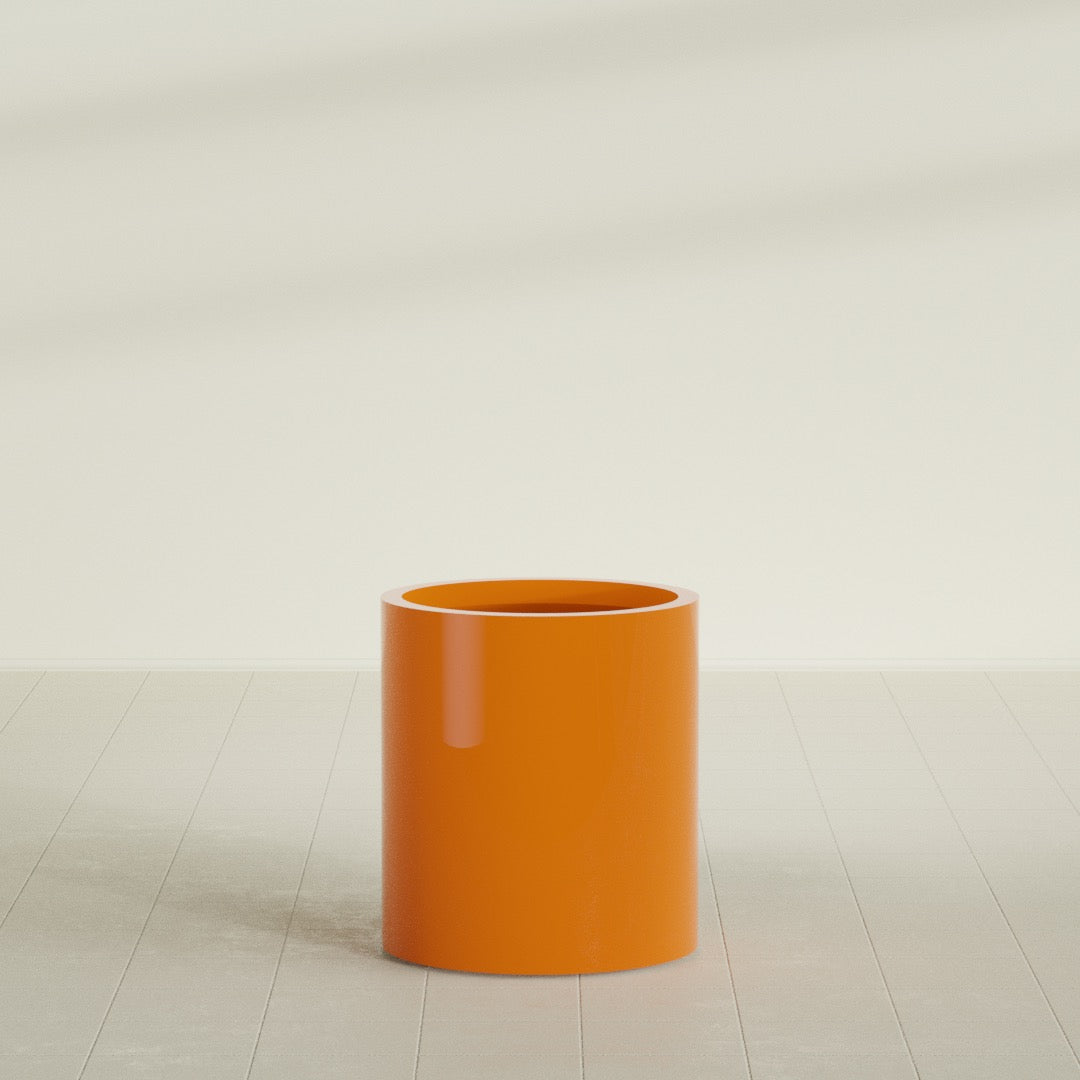 Rio Grande Medium Round Fiberglass Planter - 18 in x 18 in x 20 in - Gloss Tangerine - Gloss Tangerine,18 in x 18 in x 20 in