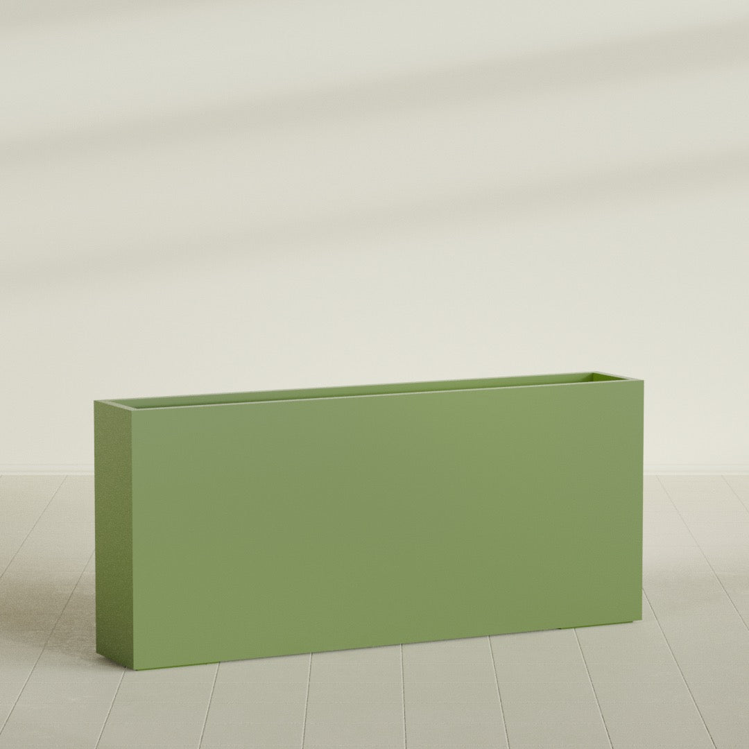 Delray Extra Large Long Rectangle Fiberglass Planter - 72 in x 12 in x 32 in - Satin Green - Satin Green,72 in x 12 in x 32 in