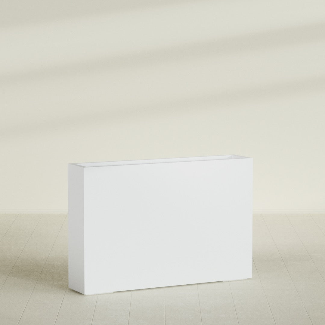 Amesbury Extra Large Narrow Rectangle Fiberglass Planter - 48 in x 10 in x 32 in - Gloss White - Gloss White,48 in x 10 in x 32 in