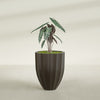 Alicante Medium Round Fiberglass Planter - 22 in x 22 in x 27 in - Matte Brown - Matte Brown,22 in x 22 in x 27 in