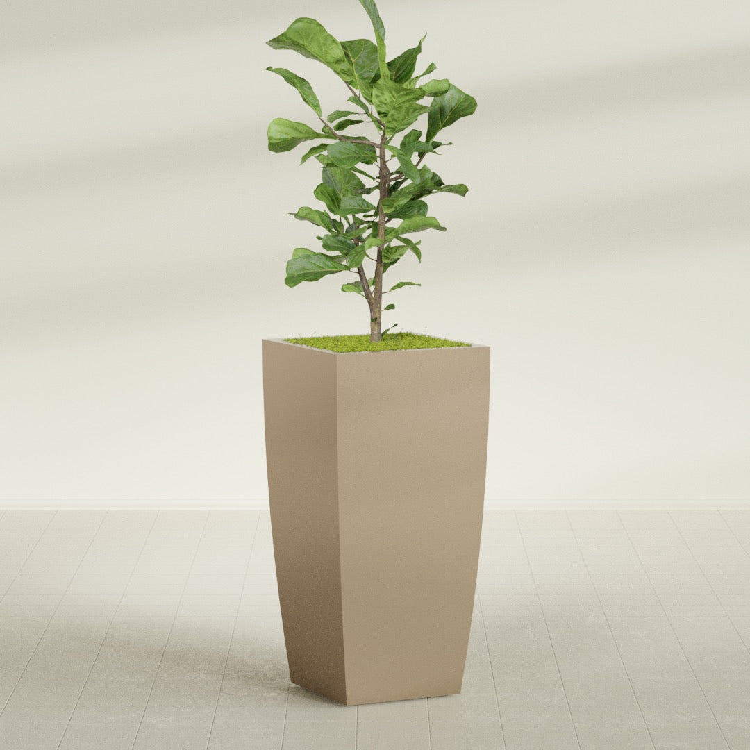 Toulan Extra Large Tall Tapered Square Fiberglass Planter - 23 in x 23 in x 48 in - Metallic Gold - Metallic Gold,23 in x 23 in x 48 in