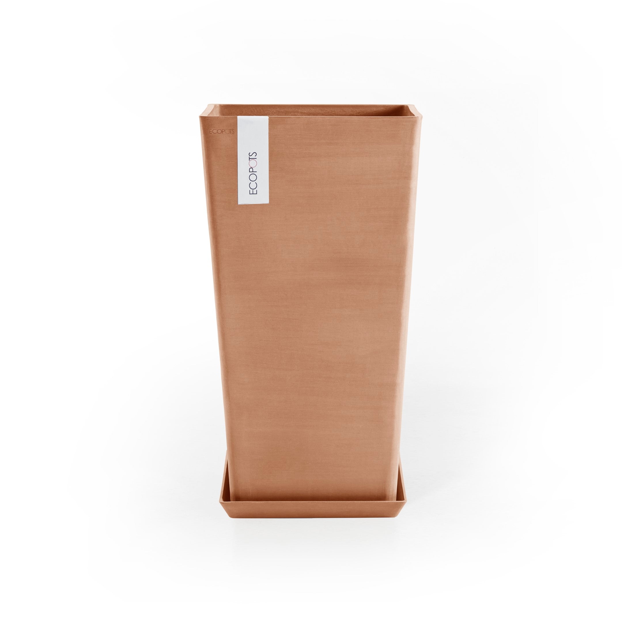 Rotterdam Mid High Medium Square Planter - 12.25 in x 12.25 in x 22 in - Planter + Saucer - Terracotta - Terracotta,12.25 in x 12.25 in x 22 in,Planter + Saucer