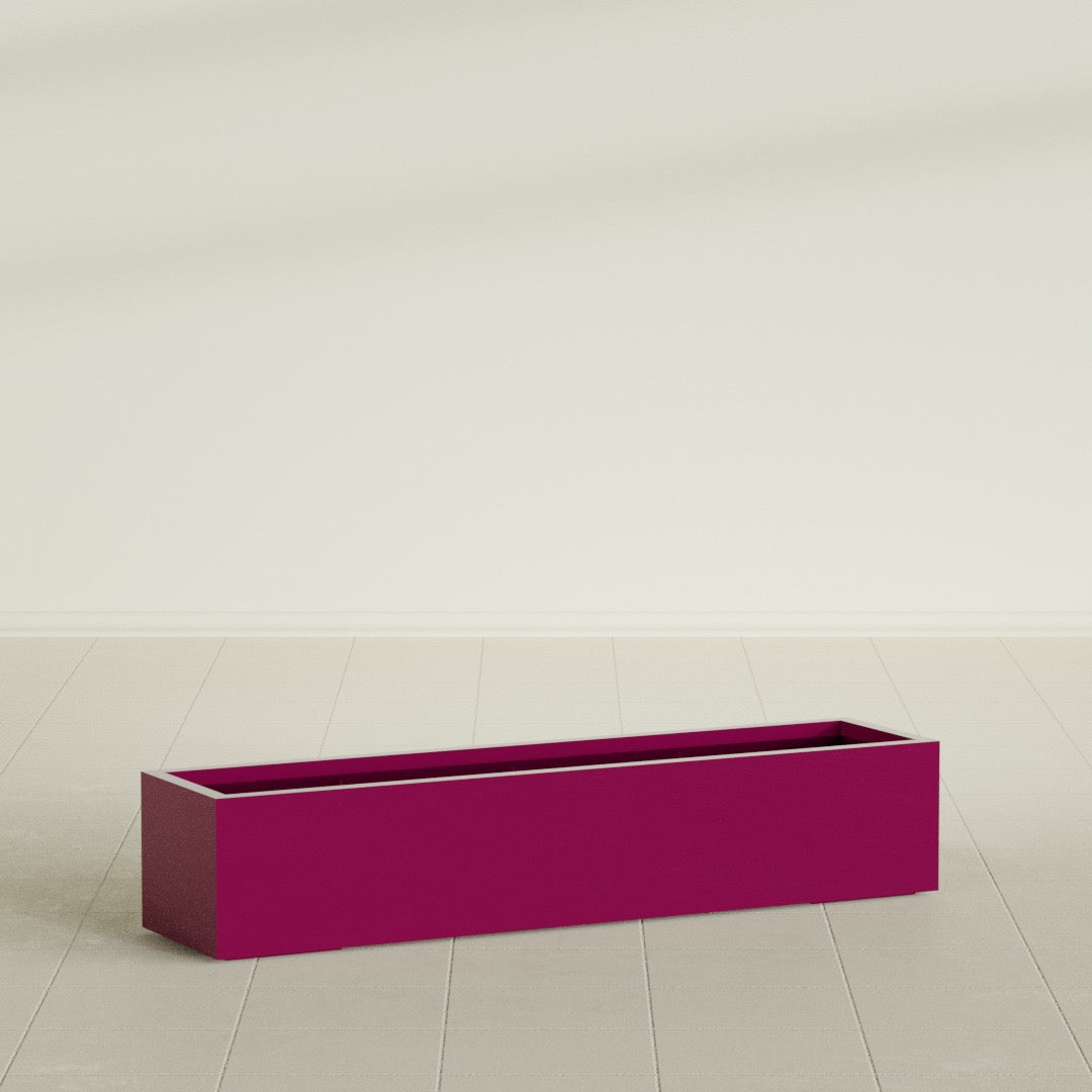 Cuba Extra Large Long Rectangle Fiberglass Planter - 60 in x 14 in x 12 in - Gloss Eggplant - Gloss Eggplant,60 in x 14 in x 12 in