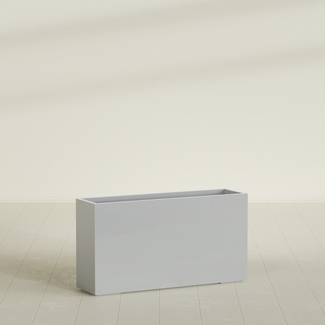 Potsdam Extra Large Long Rectangle Fiberglass Planter - 60 in x 16 in x 32 in - Metallic Silver - Metallic Silver,60 in x 16 in x 32 in