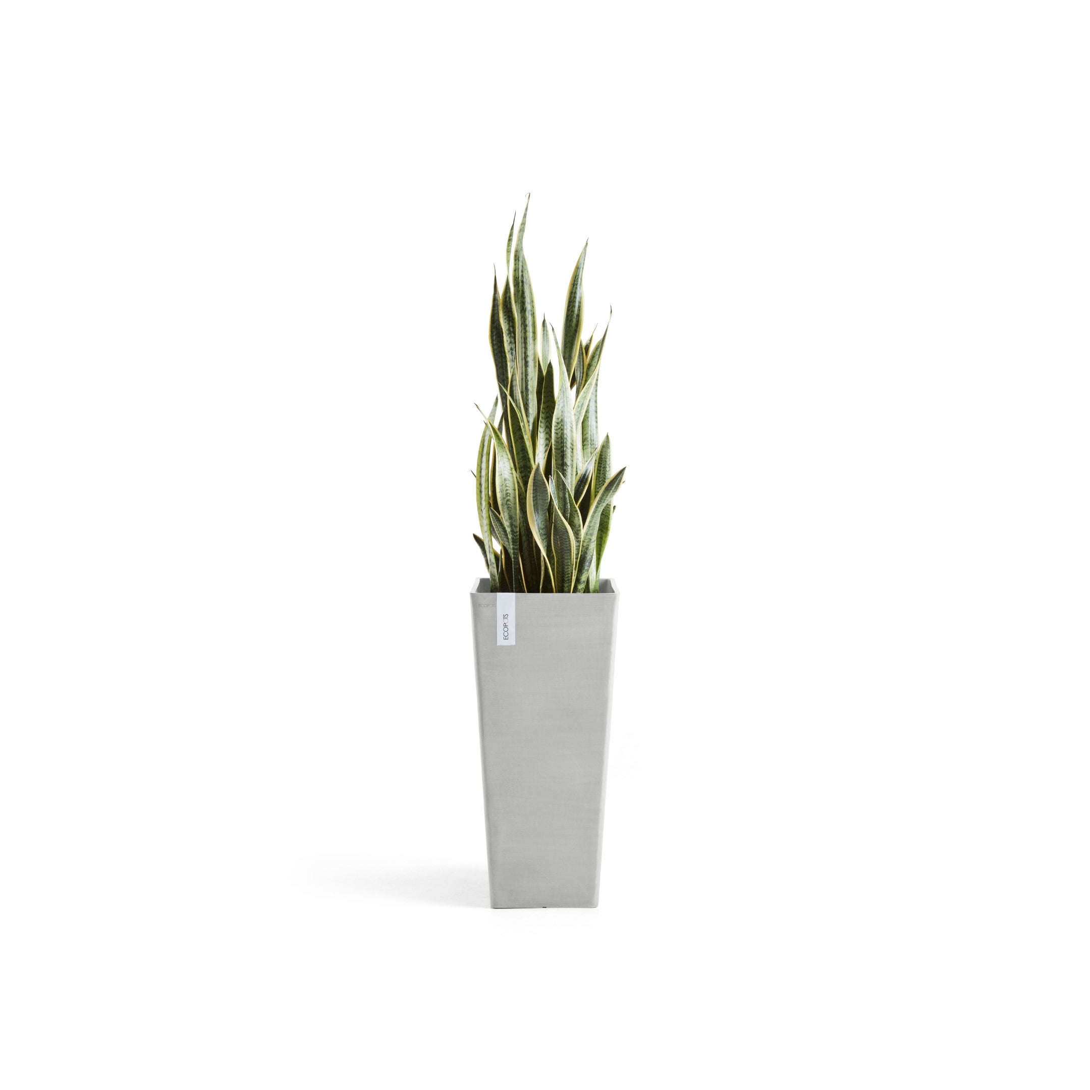 Rotterdam Medium Tall Square Planter - 12.6 in x 12.6 in x 27.5 in - White Grey - White Grey,12.5 in x 12.5 in x 27.5 in,Planter Only