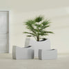 Seoul Large Curved Abstract Fiberglass Planter - 32 in x 12 in x 18 in - Metallic Silver - Metallic Silver,32 in x 12 in x 18 in
