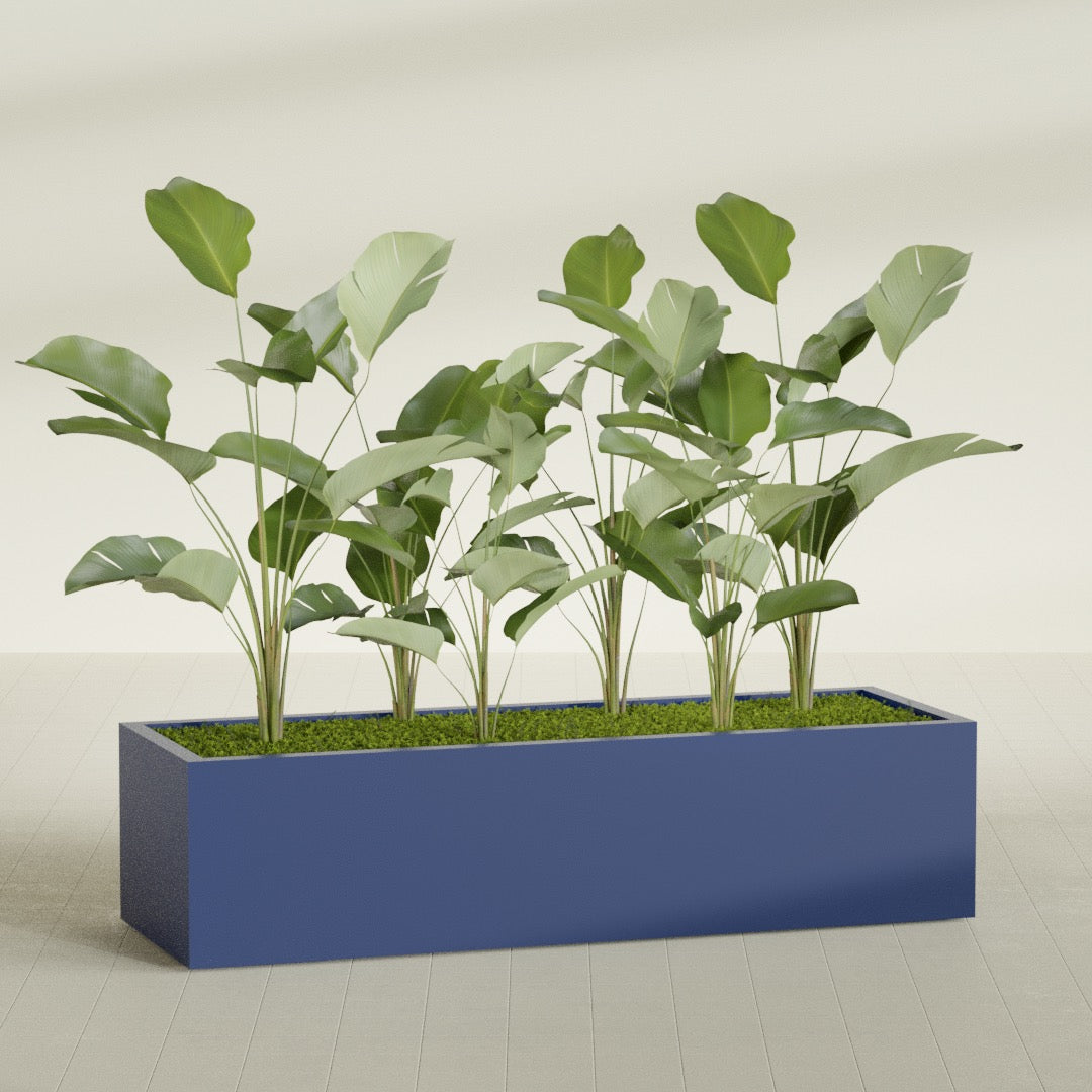 Torino Extra Large Wide Rectangle Fiberglass Planter - 72 in x 24 in x 18 in - Matte Cobalt Blue - Matte Cobalt Blue,72 in x 24 in x 18 in