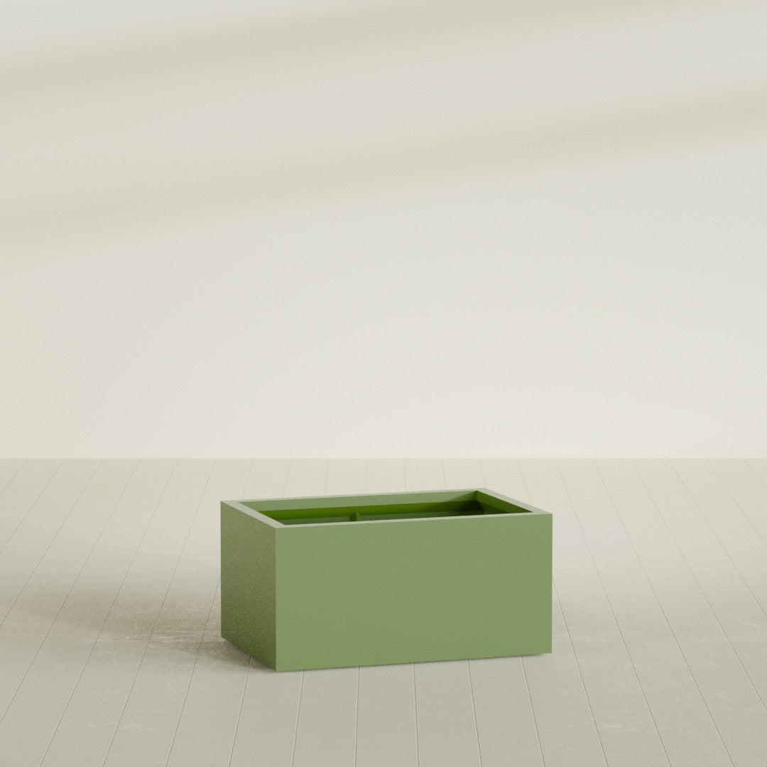 Torino Large Wide Rectangle Fiberglass Planter - 36 in x 24 in x 18 in - Satin Green - Satin Green,36 in x 24 in x 18 in