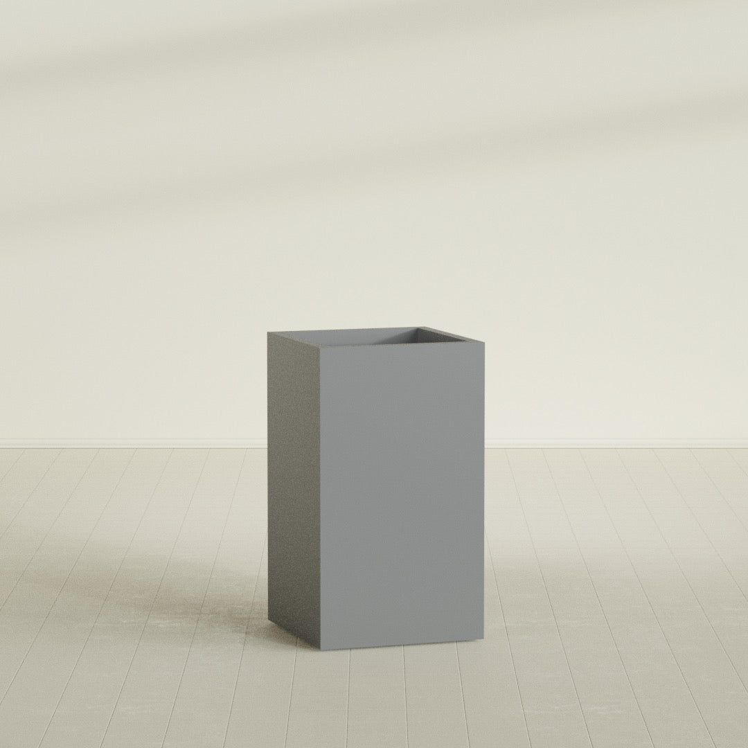Darwin Large Tall Rectangle Fiberglass Planter - 24 in x 24 in x 42 in - Metallic Gunmetal - Metallic Gunmetal,24 in x 24 in x 42 in