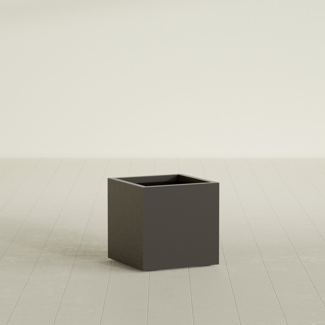 Montroy Medium Cube Square Fiberglass Planter - 20 in x 20 in x 20 in - Matte Brown - Matte Brown,20 in x 20 in x 20 in