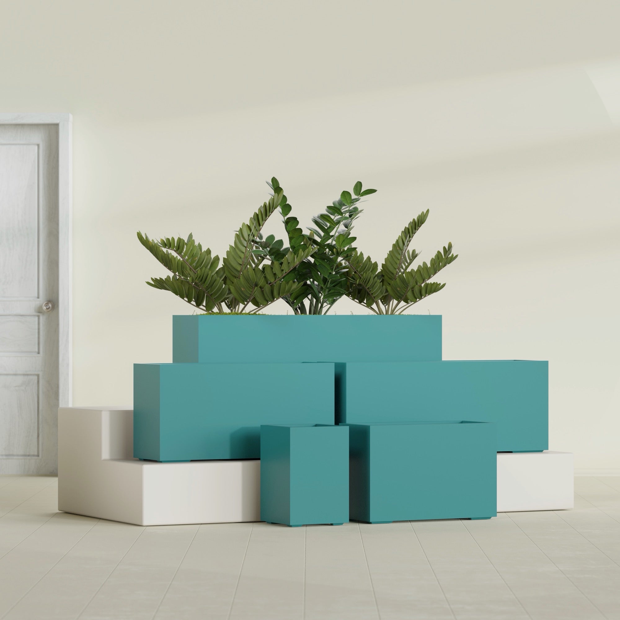 Tolga Extra Large Long Rectangle Fiberglass Planter - 72 in x 16 in x 24 in - Satin Sea Foam - Satin Sea Foam,72 in x 16 in x 24 in