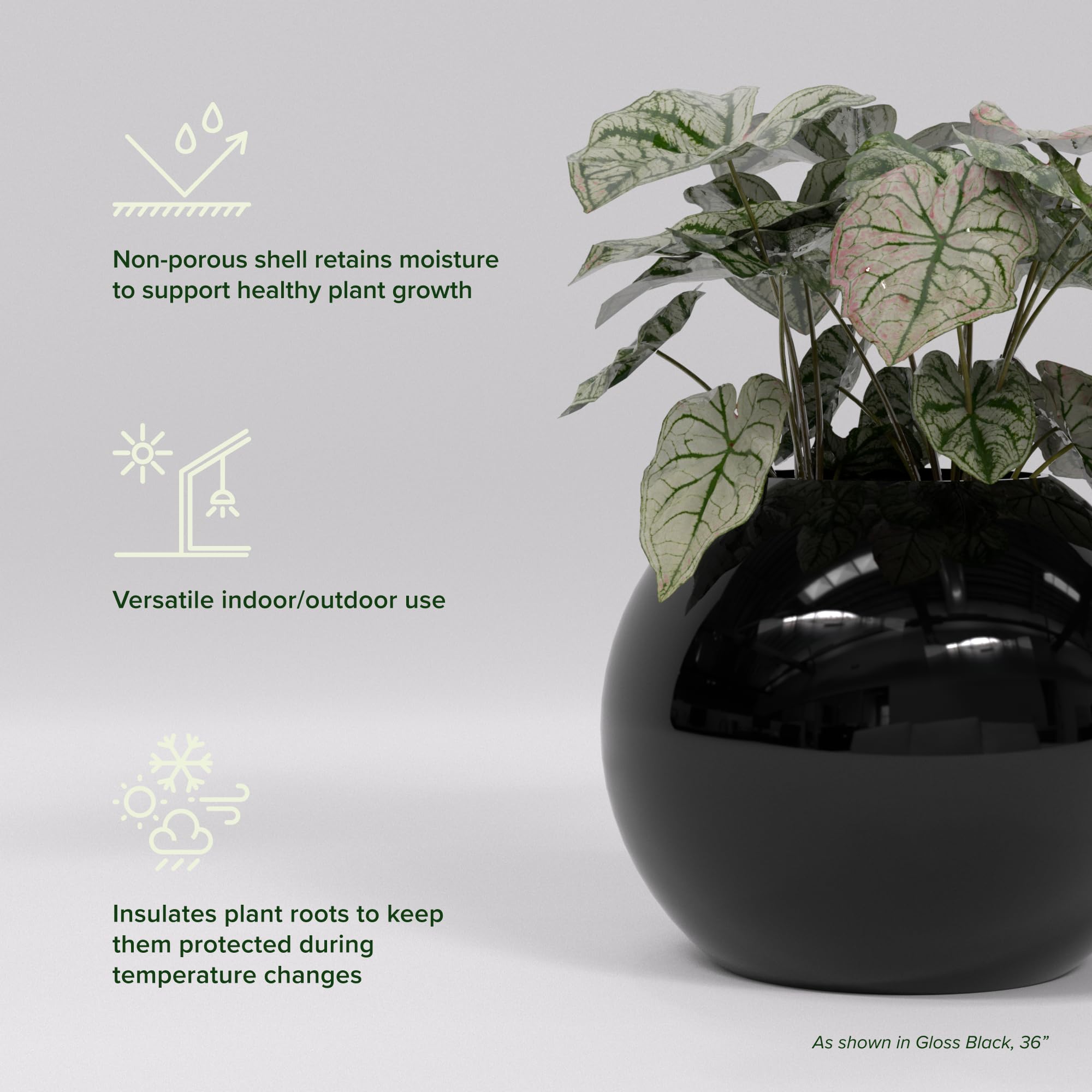 Globe Large Sphere Fiberglass Planter - 36 in x 36 in x 30 in - Metallic Bronze - Metallic Bronze,36 in x 36 in x 30 in