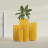 Saint Tropez Large Tall Round Fiberglass Planter - 16 in x 16 in x 38 in - Gloss Saffron - Gloss Saffron,16 in x 16 in x 38 in