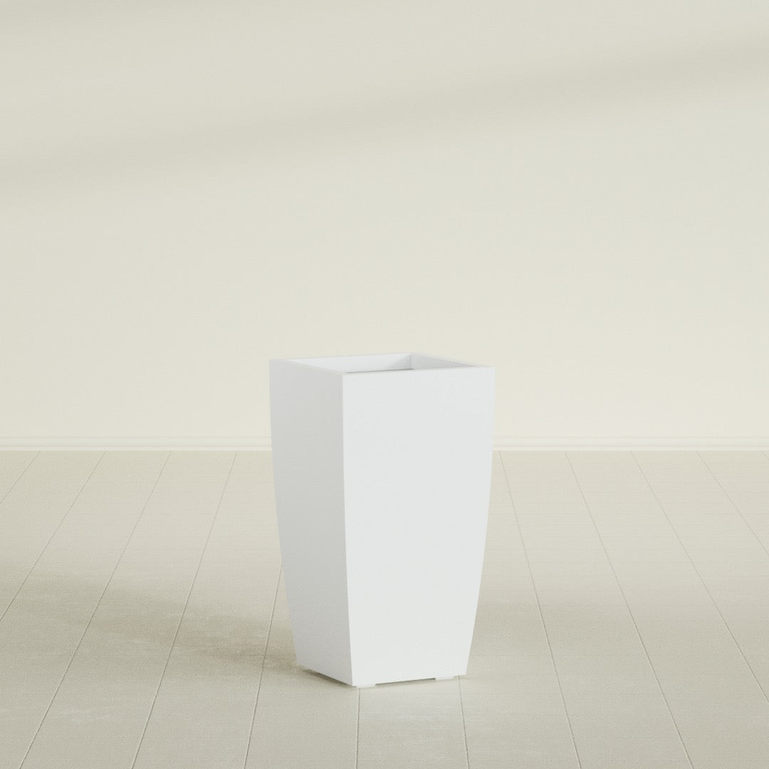 Toulan Large Tall Tapered Square Fiberglass Planter - 16 in x 16 in x 30 in - Matte White - Matte White,16 in x 16 in x 30 in
