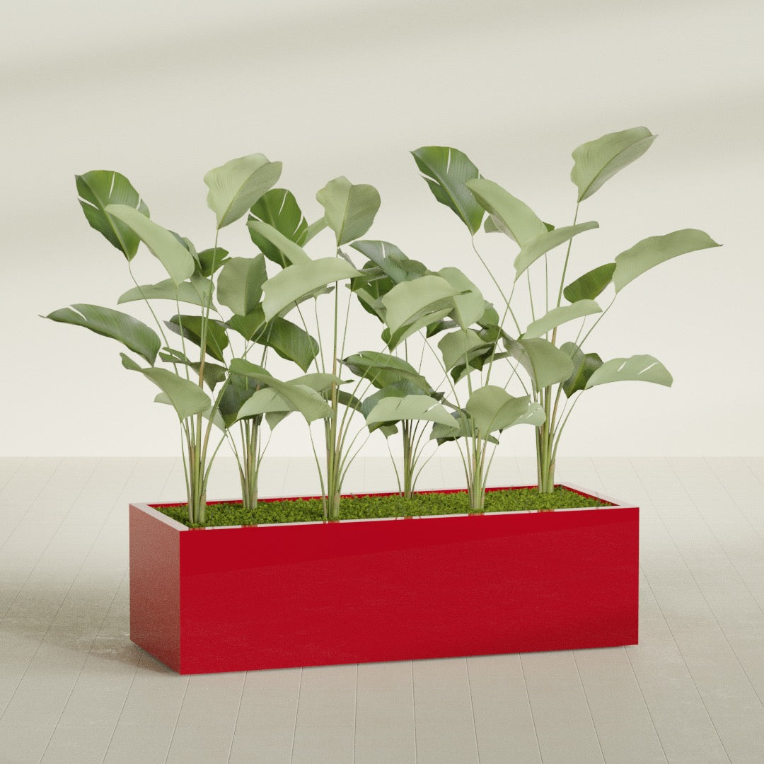 Torino Extra Large Wide Rectangle Fiberglass Planter - 60 in x 24 in x 18 in - Gloss Red - Gloss Red,60 in x 24 in x 18 in