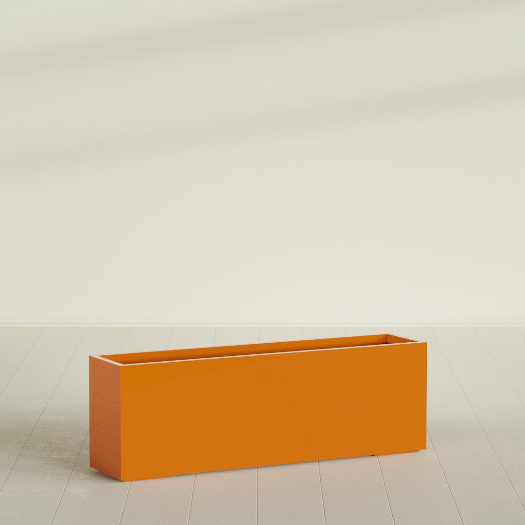 Tolga Extra Large Long Rectangle Fiberglass Planter - 72 in x 16 in x 24 in - Gloss Tangerine - Gloss Tangerine,72 in x 16 in x 24 in