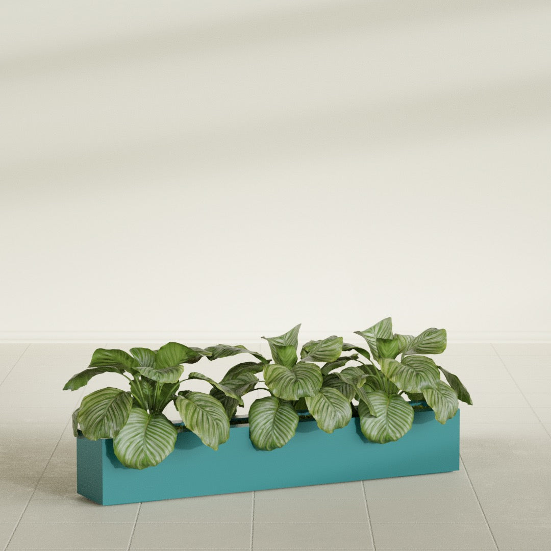 Salon Large Tall Rectangle Fiberglass Planter - 48 in x 8 in x 8 in - Satin Sea Foam - Satin Sea Foam,48 in x 8 in x 8 in