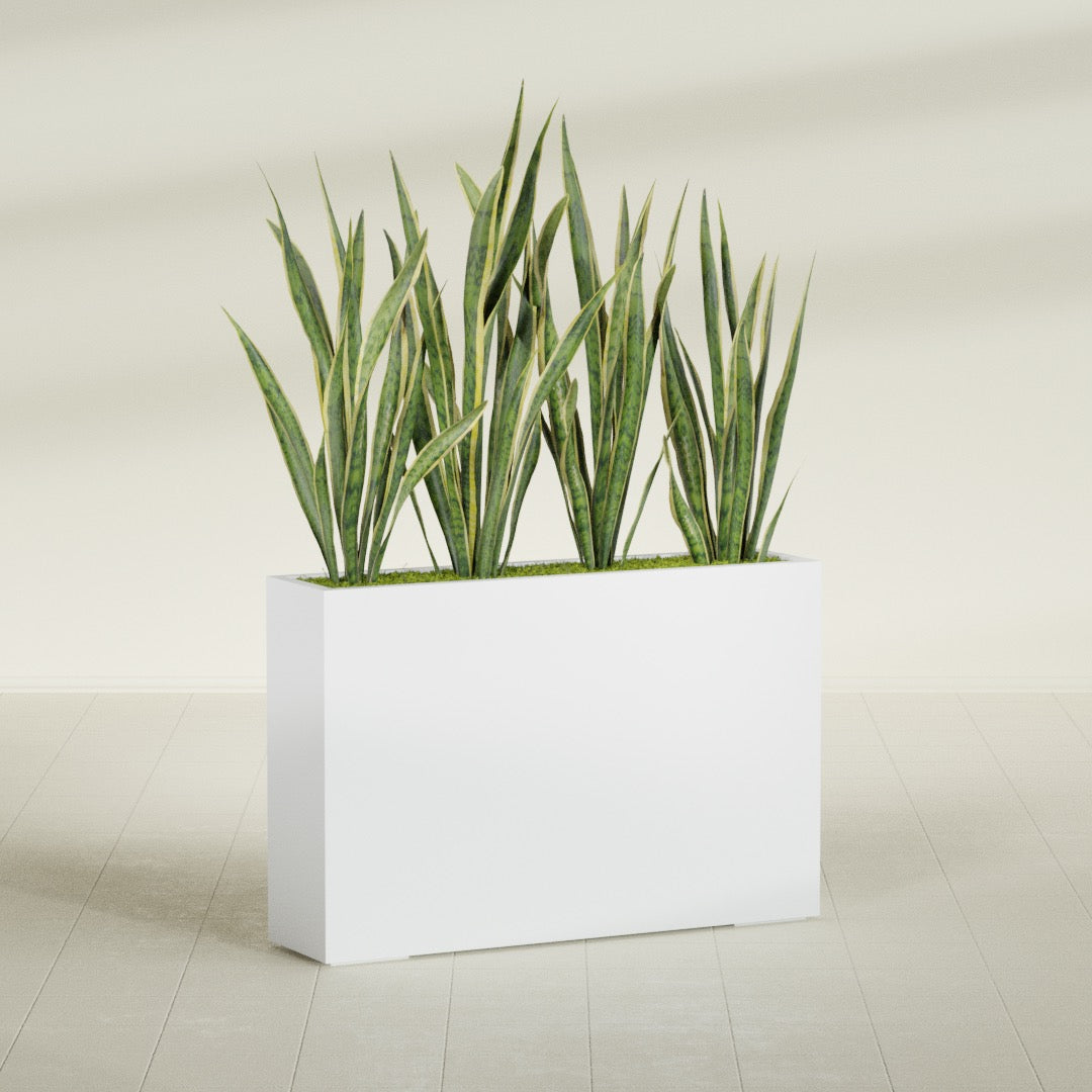 Delray Extra Large Long Rectangle Fiberglass Planter - 48 in x 12 in x 32 in - Gloss White - Gloss White,48 in x 12 in x 32 in