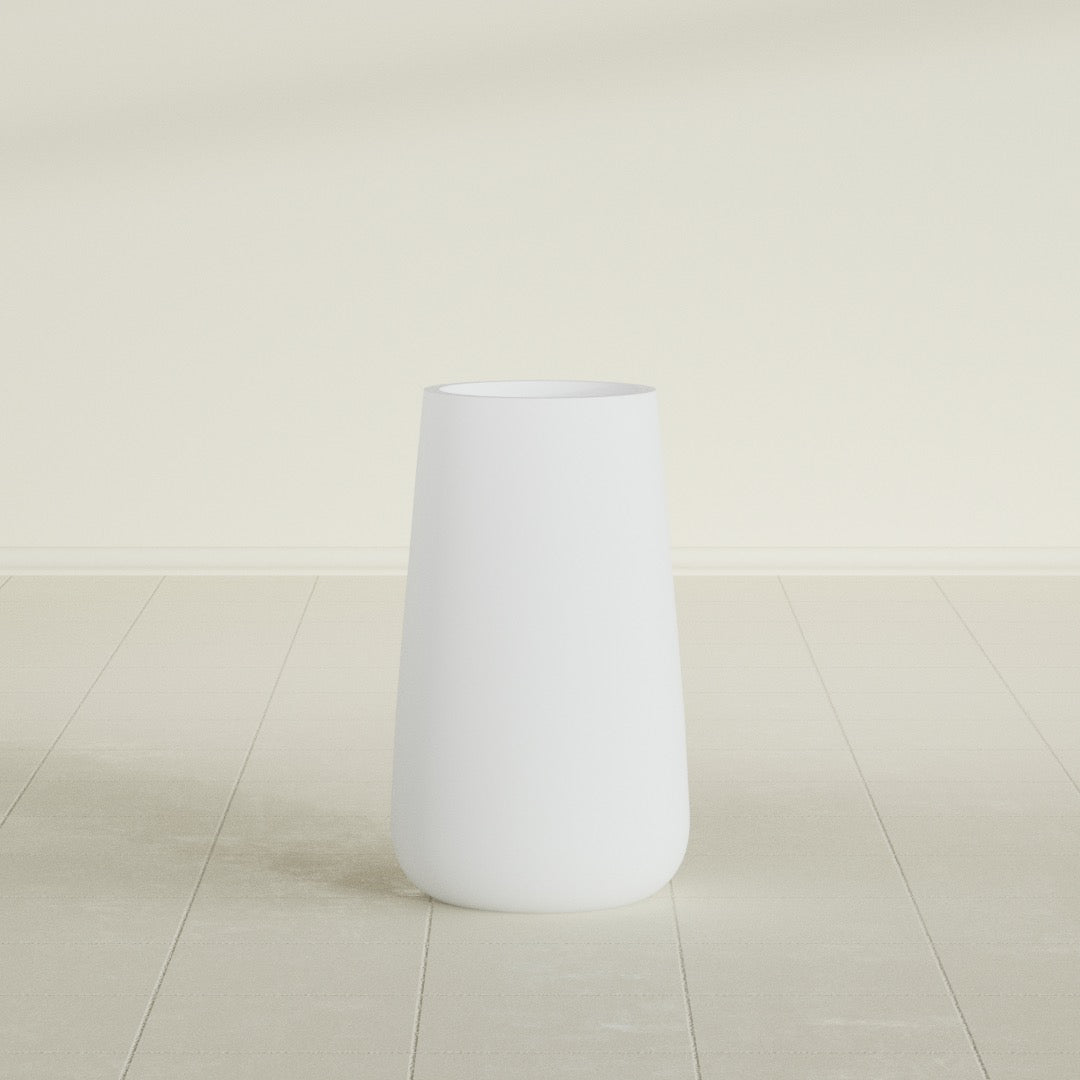 Saigon Large Tapered Round Planter - 14 in x 14 in x 30 in - Gloss White - Gloss White,13.7 in x 13.7 in 30 in