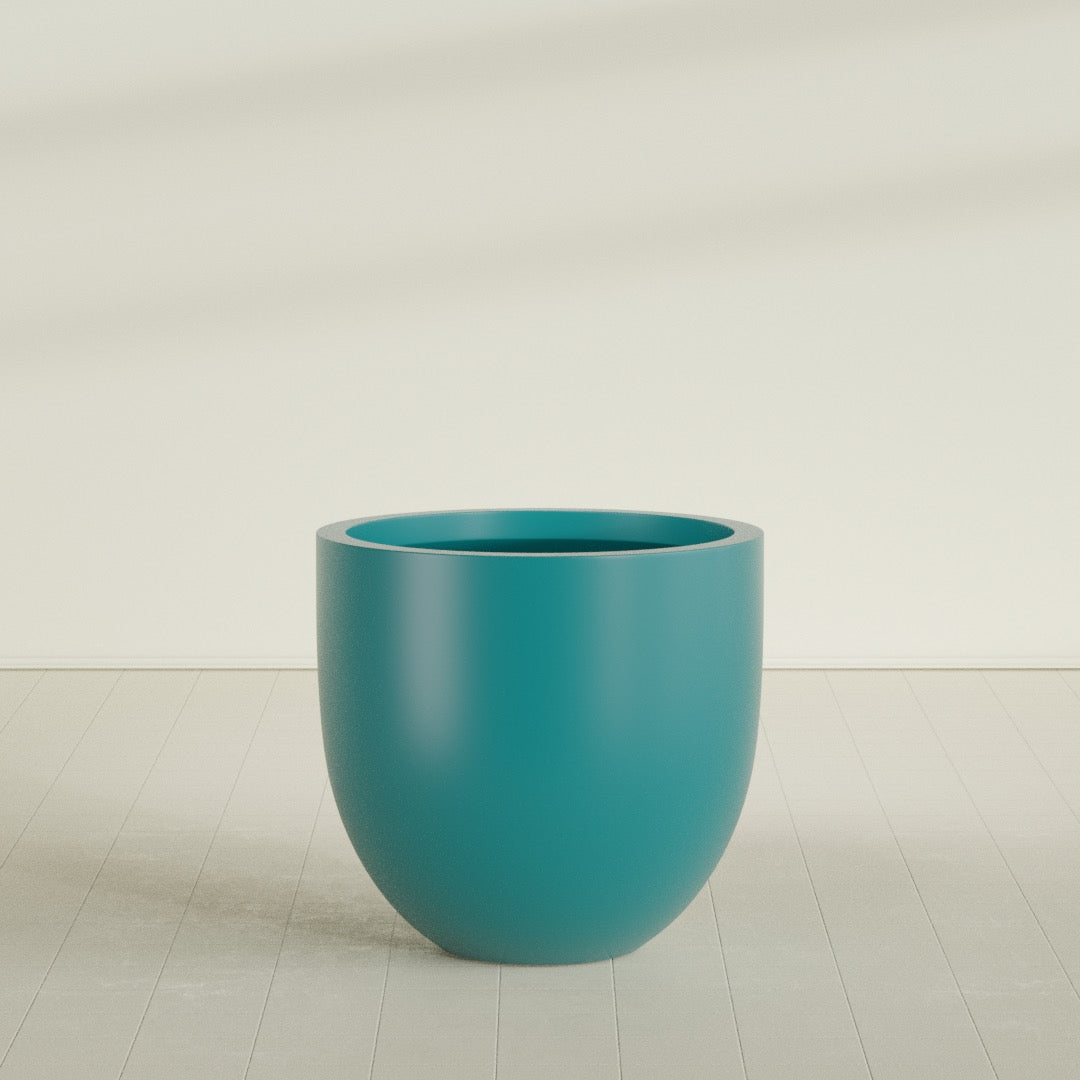 Alzira Large Round Fiberglass Planter - 36 in x 36 in x 34 in - Satin Sea Foam - Satin Sea Foam,36 in x 36 in x 34 in