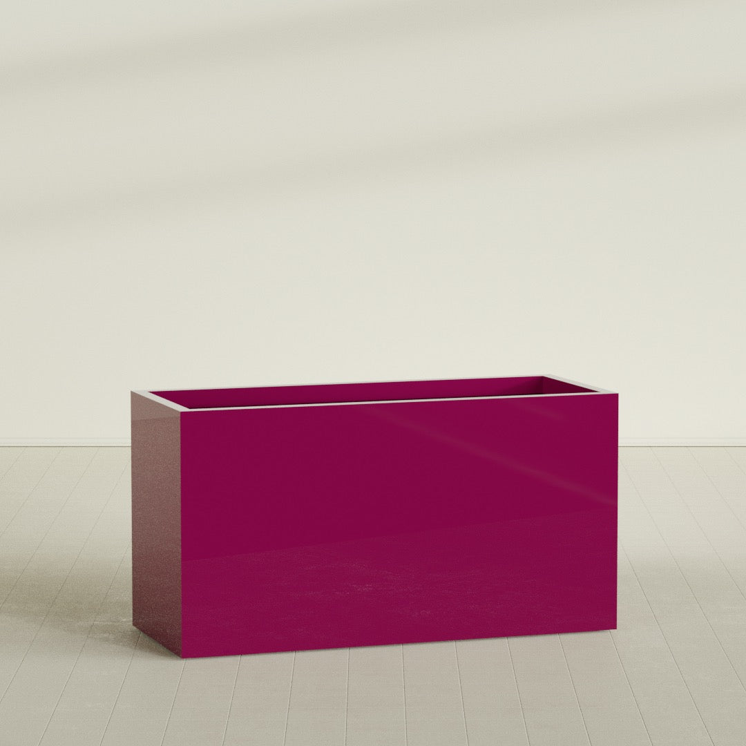 Brisbane Extra Large Long Rectangle Fiberglass Planter - 60 in x 24 in x 32 in - Gloss Eggplant - Gloss Eggplant,60 in x 24 in x 32 in