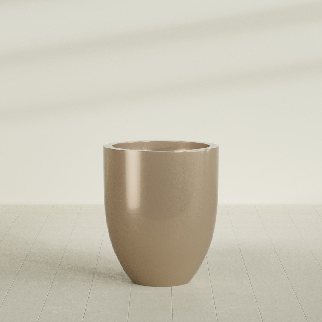 Valencia Large Round Fiberglass Planter - 27 in x 27 in x 31 in - Metallic Gold - Metallic Gold,27 in x 27 in x 31 in