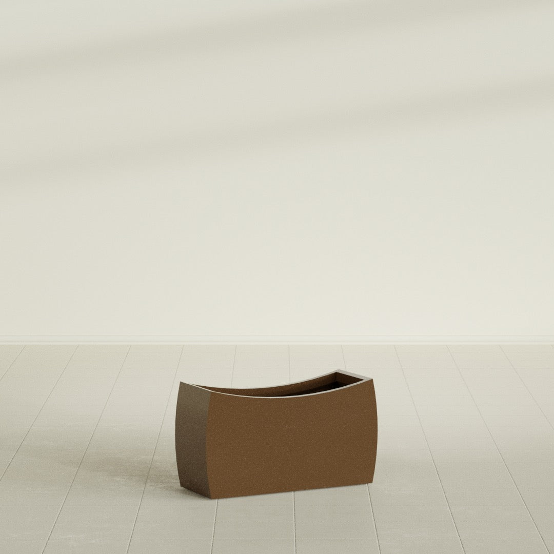 Seoul Large Curved Abstract Fiberglass Planter - 32 in x 12 in x 18 in - Metallic Bronze - Metallic Bronze,32 in x 12 in x 18 in