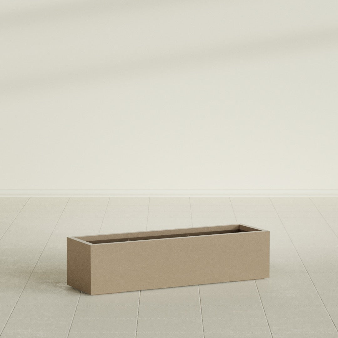 Cuba Large Long Rectangle Fiberglass Planter - 48 in x 14 in x 12 in - Metallic Gold - Metallic Gold,48 in x 14 in x 12 in