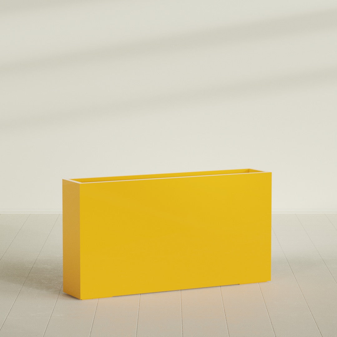 Delray Extra Large Long Rectangle Fiberglass Planter - 60 in x 12 in x 32 in - Gloss Saffron - Gloss Saffron,60 in x 12 in x 32 in