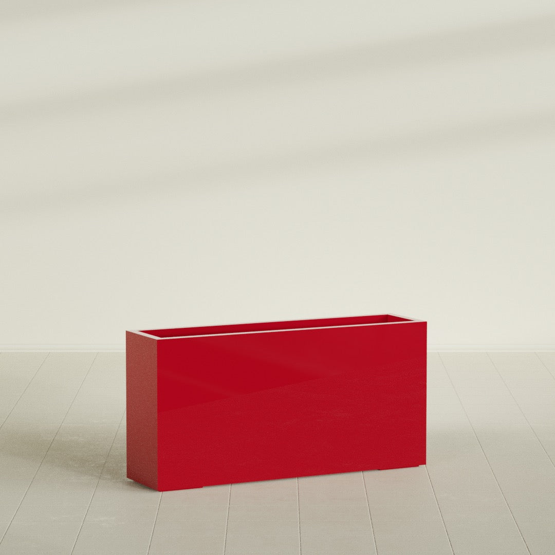 Hollywood Extra Large Narrow Rectangle Fiberglass Planter - 48 in x 12 in x 24 in - Gloss Red - Gloss Red,48 in x 12 in x 24 in