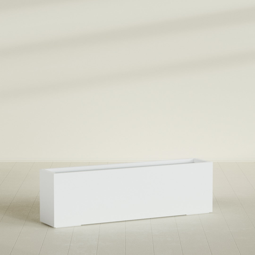 Miami Extra Large Narrow Rectangle Fiberglass Planter - 60 in x 12 in x 18 in - Matte White - Matte White,60 in x 12 in x 18 in