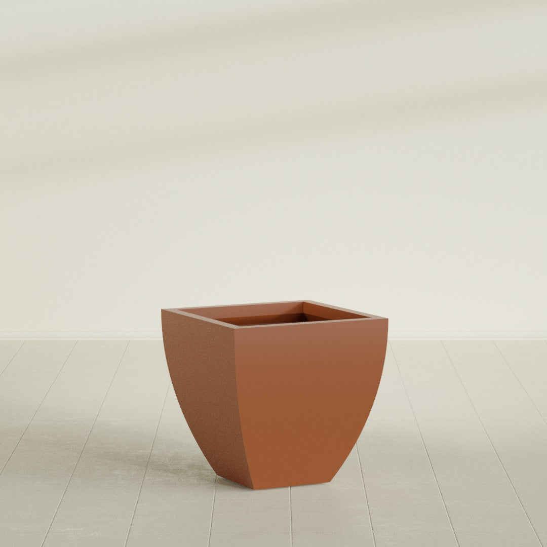 Lima Medium Tapered Square Fiberglass Planter - 24 in x 24 in x 24 in - Matte Terracotta - Matte Terracotta,24 in x 24 in x 24 in