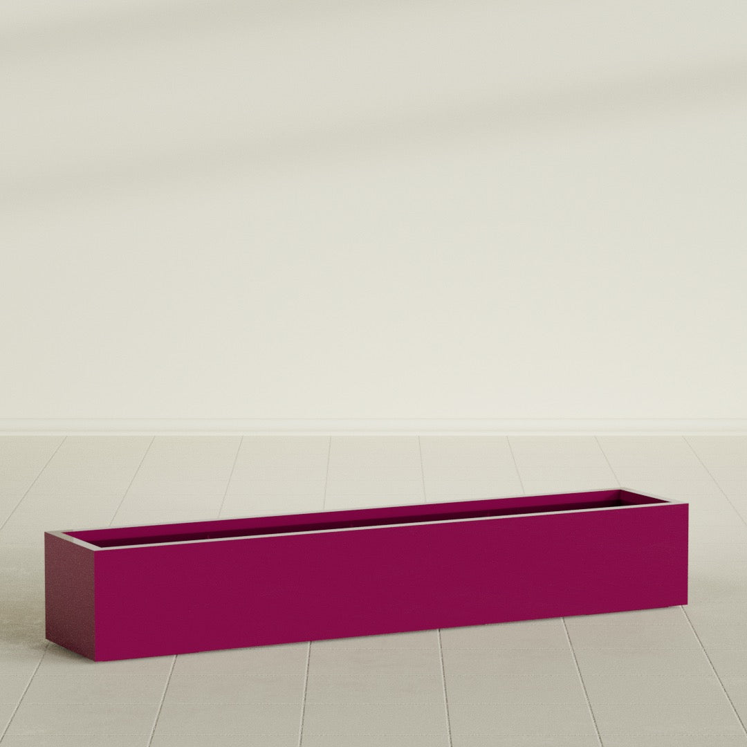 Cuba Extra Large Long Rectangle Fiberglass Planter - 72 in x 14 in x 12 in - Gloss Eggplant - Gloss Eggplant,72 in x 14 in x 12 in