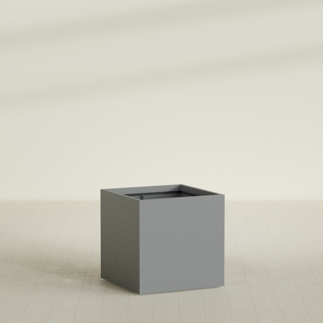 Montroy Large Cube Square Fiberglass Planter - 36 in x 36 in x 36 in - Metallic Gunmetal - Metallic Gunmetal,36 in x 36 in x 36 in