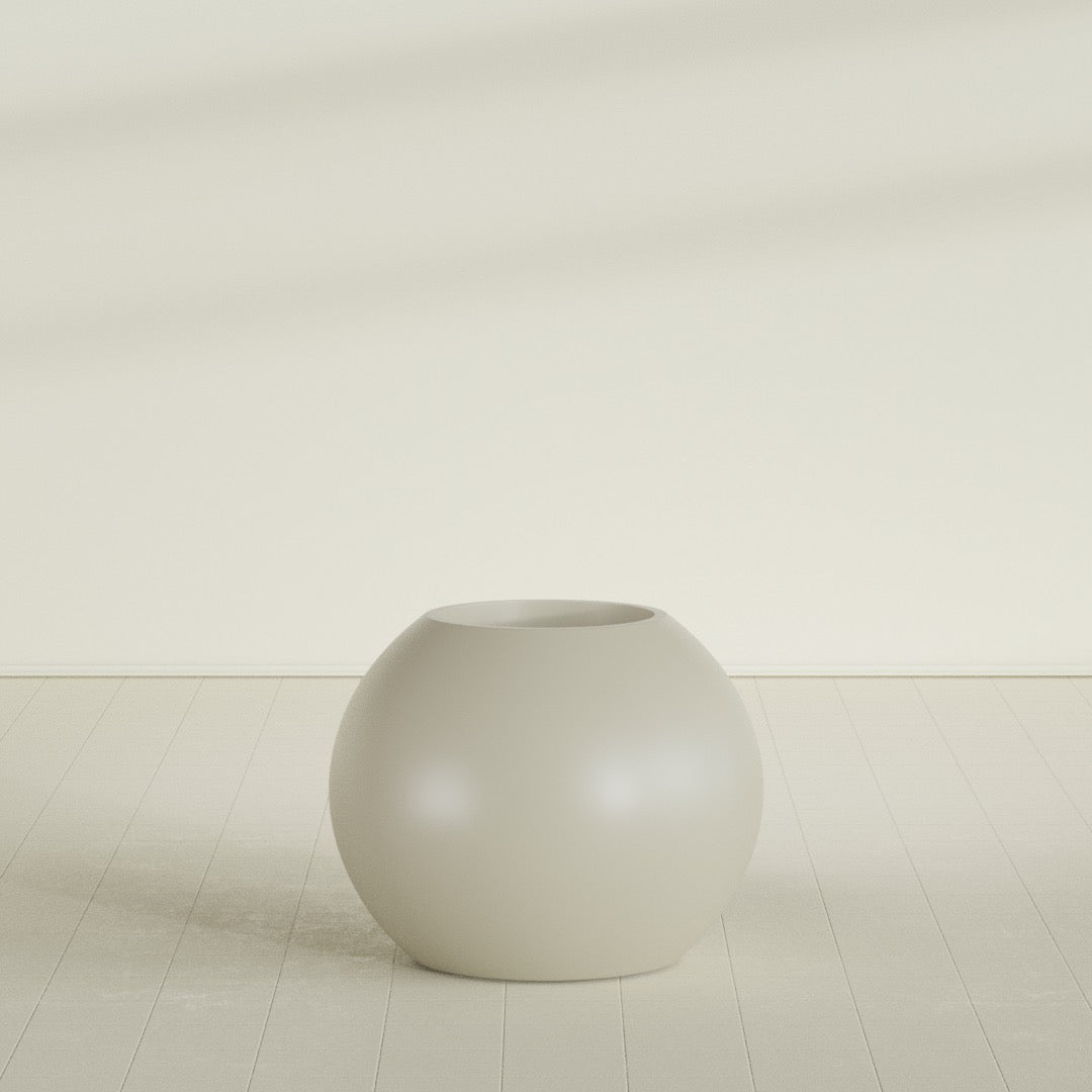 Globe Large Sphere Fiberglass Planter - 30 in x 30 in x 24 in - Satin Beige - Satin Beige,30 in x 30 in x 24 in