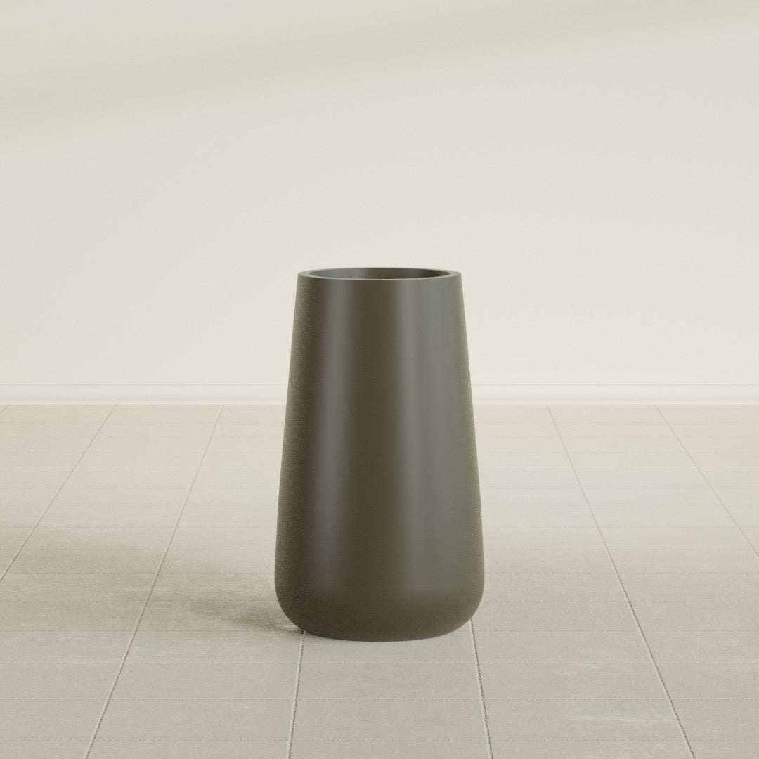 Saigon Large Tapered Round Planter - 14 in x 14 in x 30 in - Matte Bronze - Matte Bronze,13.7 in x 13.7 in 30 in