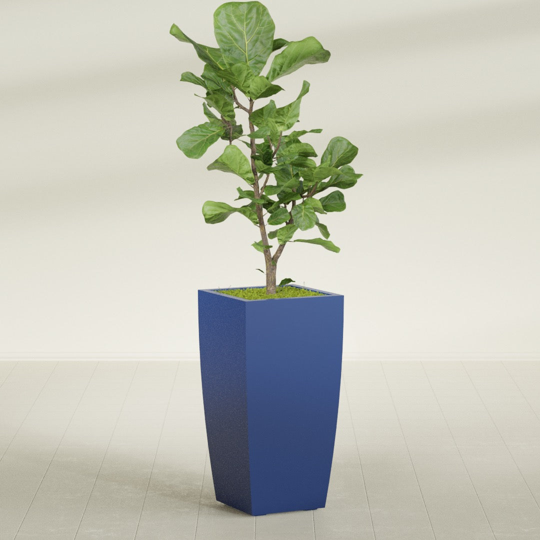 Toulan Large Tall Tapered Square Fiberglass Planter - 18 in x 18 in x 36 in - Matte Cobalt Blue - Matte Cobalt Blue,18 in x 18 in x 36 in