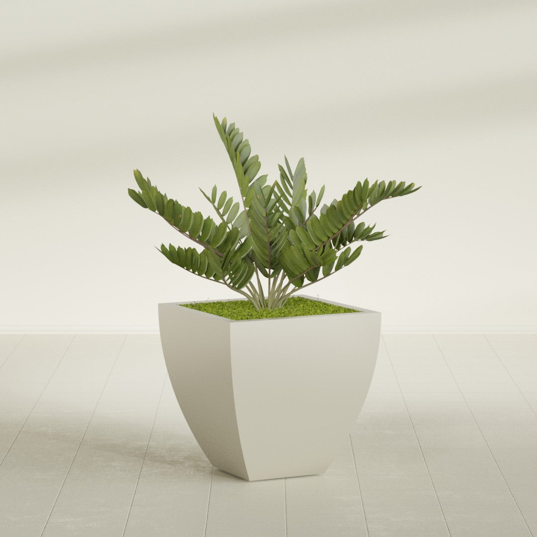 Lima Medium Tapered Square Fiberglass Planter - 24 in x 24 in x 24 in - Satin Beige - Satin Beige,24 in x 24 in x 24 in