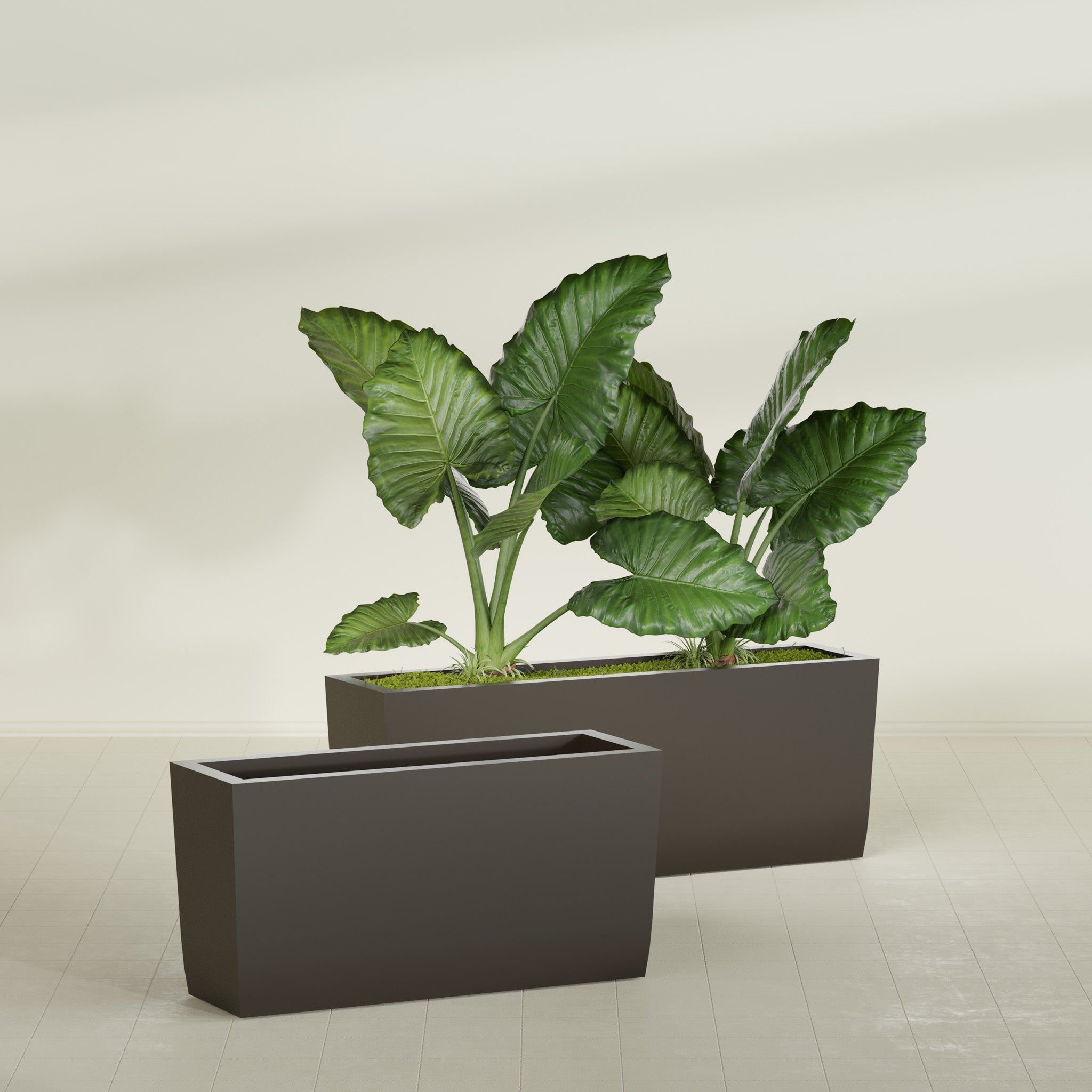 Panama Large Long Rectangle Fiberglass Planter - 36 in x 12 in x 18 in - Matte Black - Matte Black,36 in x 12 in x 18 in
