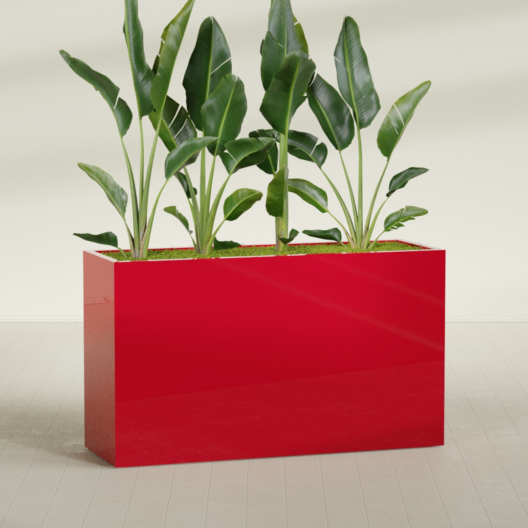 Darwin Extra Large Long Rectangle Fiberglass Planter - 72 in x 24 in x 42 in - Gloss Red - Gloss Red,72 in x 24 in x 42 in