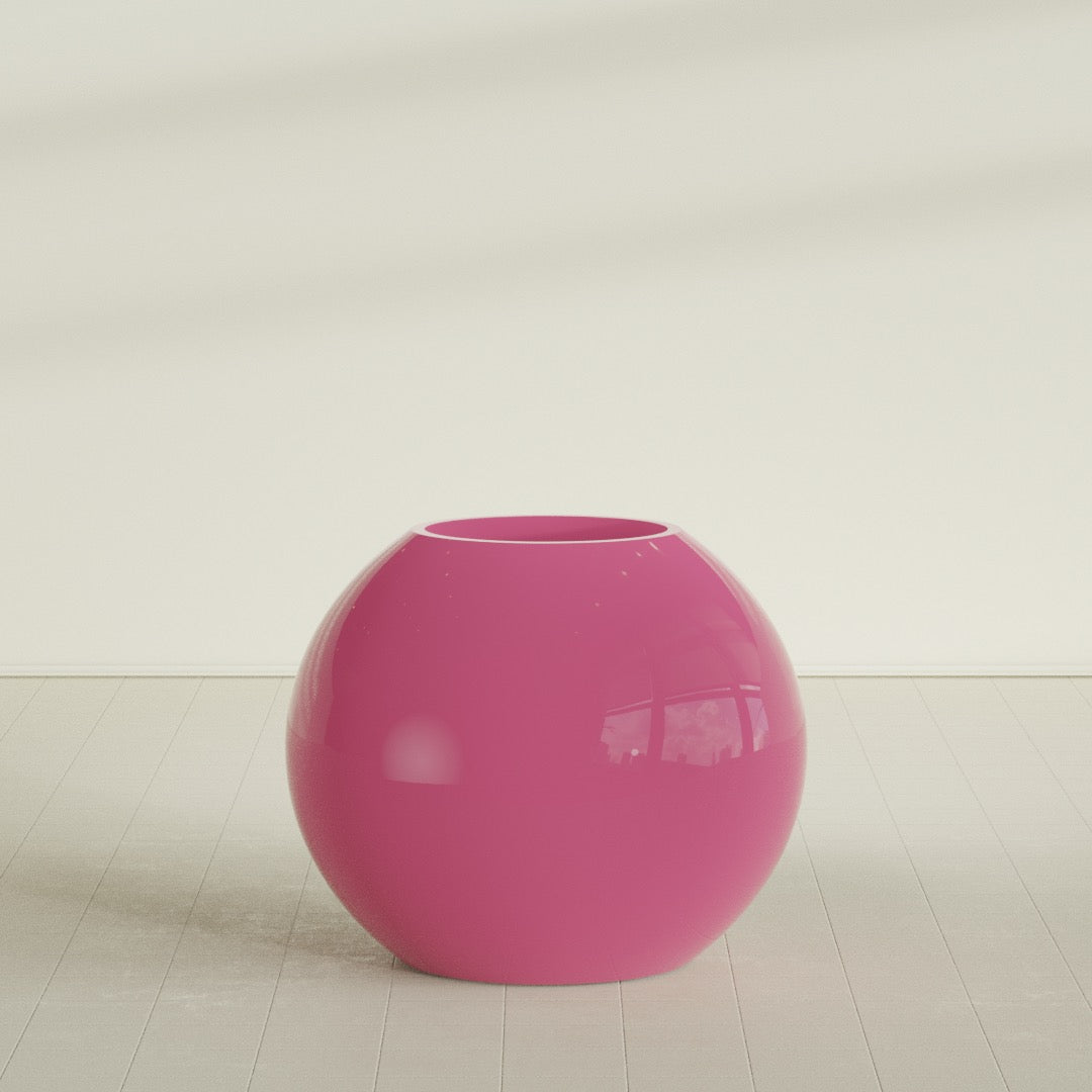 Globe Large Sphere Fiberglass Planter - 36 in x 36 in x 30 in - Gloss Pink Violet - Gloss Pink Violet,36 in x 36 in x 30 in
