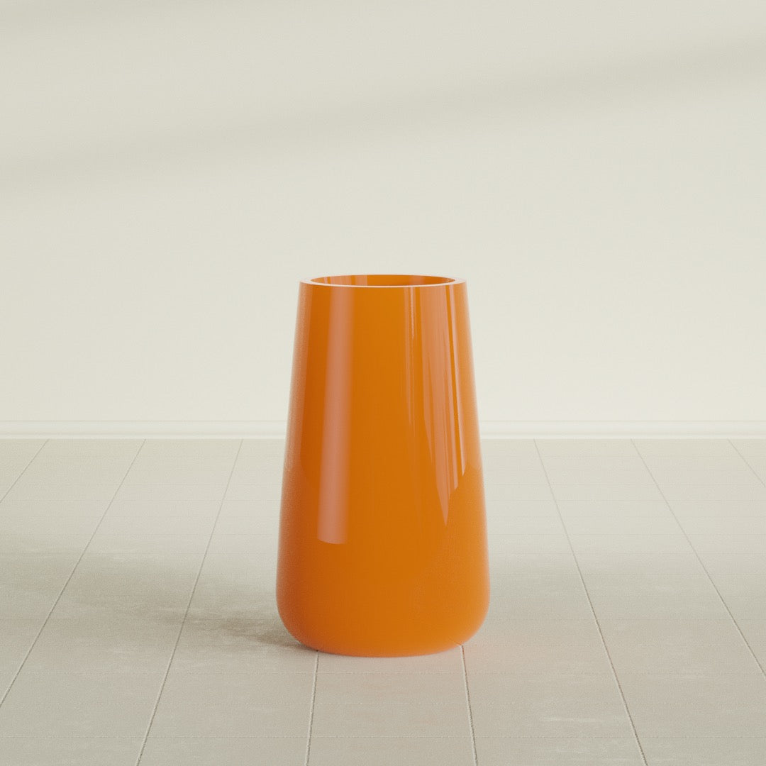 Saigon Large Tapered Round Planter - 16 in x 21 in x 36 in - Gloss Tangerine - Gloss Tangerine,16.4 in x 20.7 in x 36 in