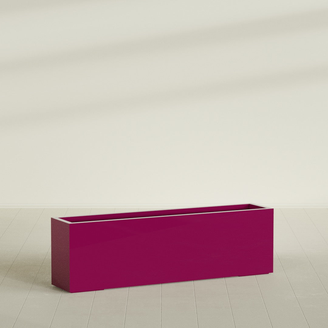 Miami Extra Large Narrow Rectangle Fiberglass Planter - 60 in x 12 in x 18 in - Gloss Eggplant - Gloss Eggplant,60 in x 12 in x 18 in