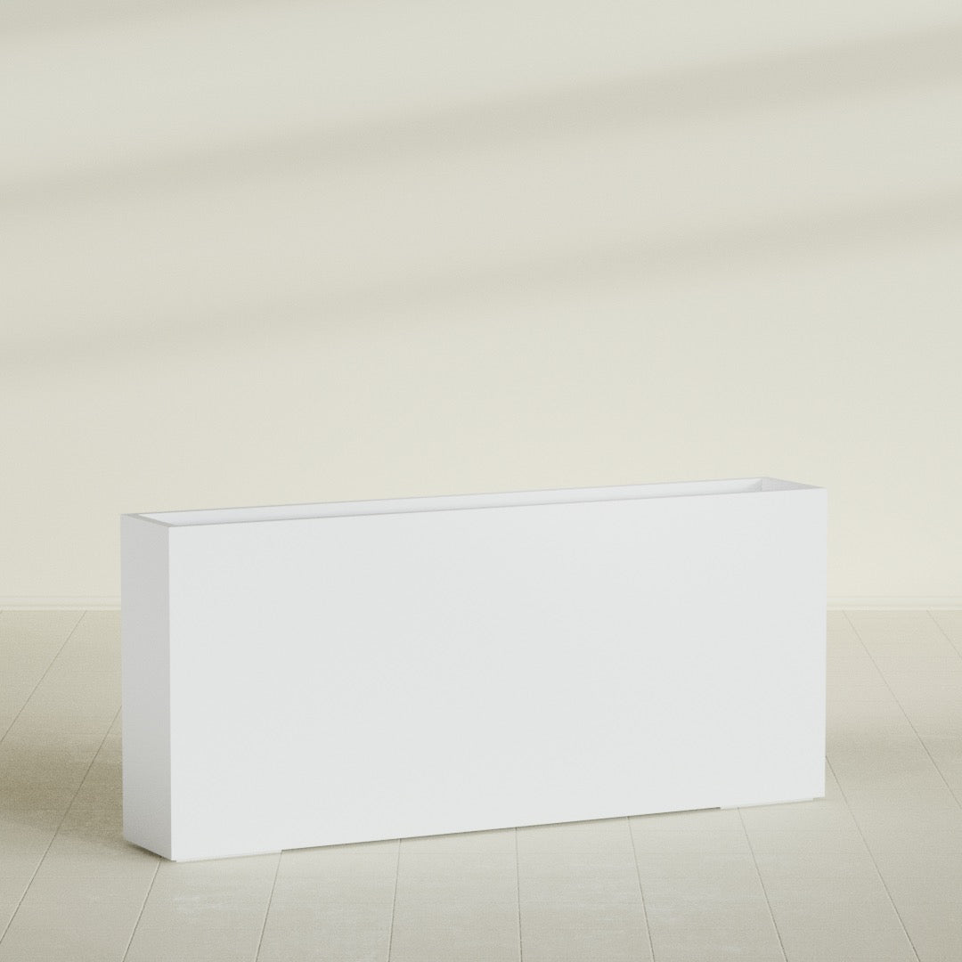 Delray Extra Large Long Rectangle Fiberglass Planter - 72 in x 12 in x 32 in - Gloss White - Gloss White,72 in x 12 in x 32 in